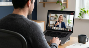 Manager confirming deliverable outcome over a video call